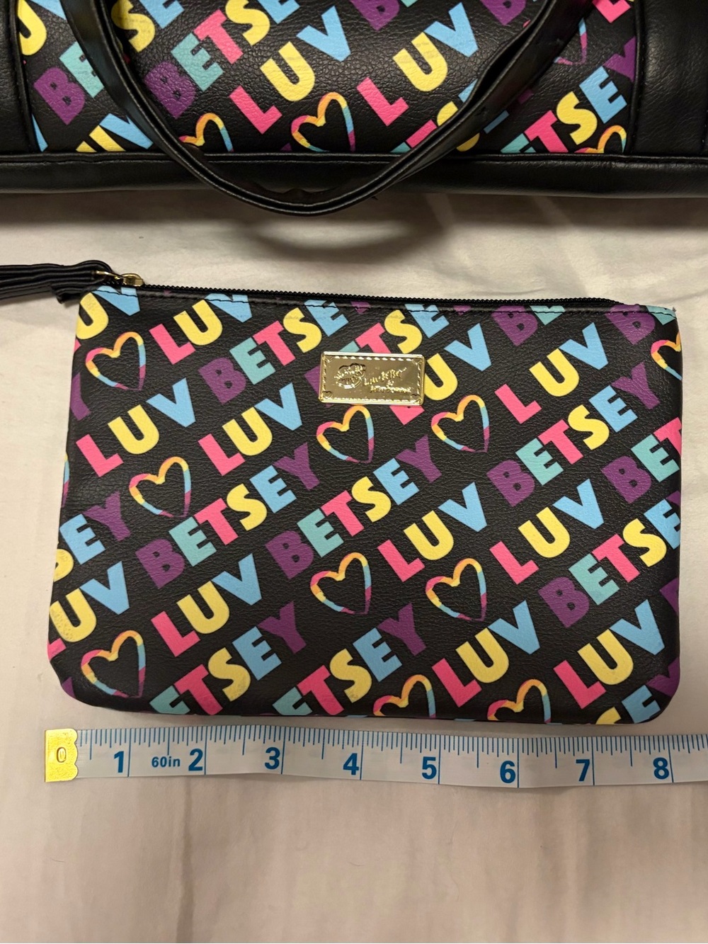Betsey Johnson Weekender and Wrislet (2 Pieces) Multicolor LUV Logo - Picture 4 of 13